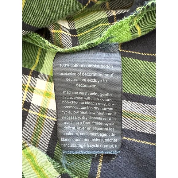 Tommy Hilfiger Top Women's Size M Blue Green Plaid 100% Cotton Button-Down - Picture 9 of 11